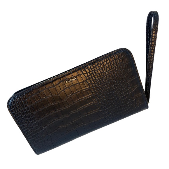 ALDO Crocodile Embossed Black Clutch | NWOT - Picture 2 of 4